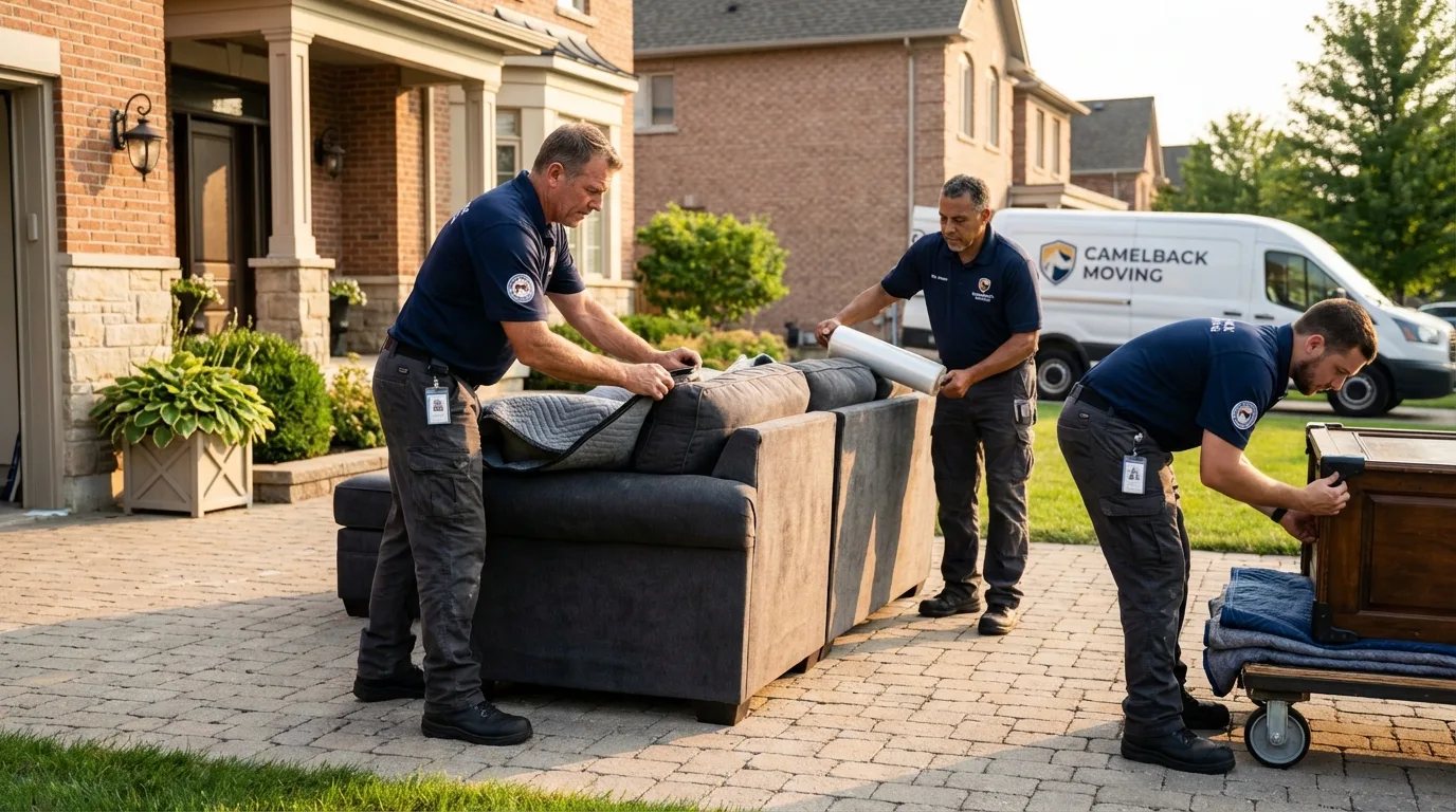 Large estate moving crew wrapping furniture in Cuba City, WI